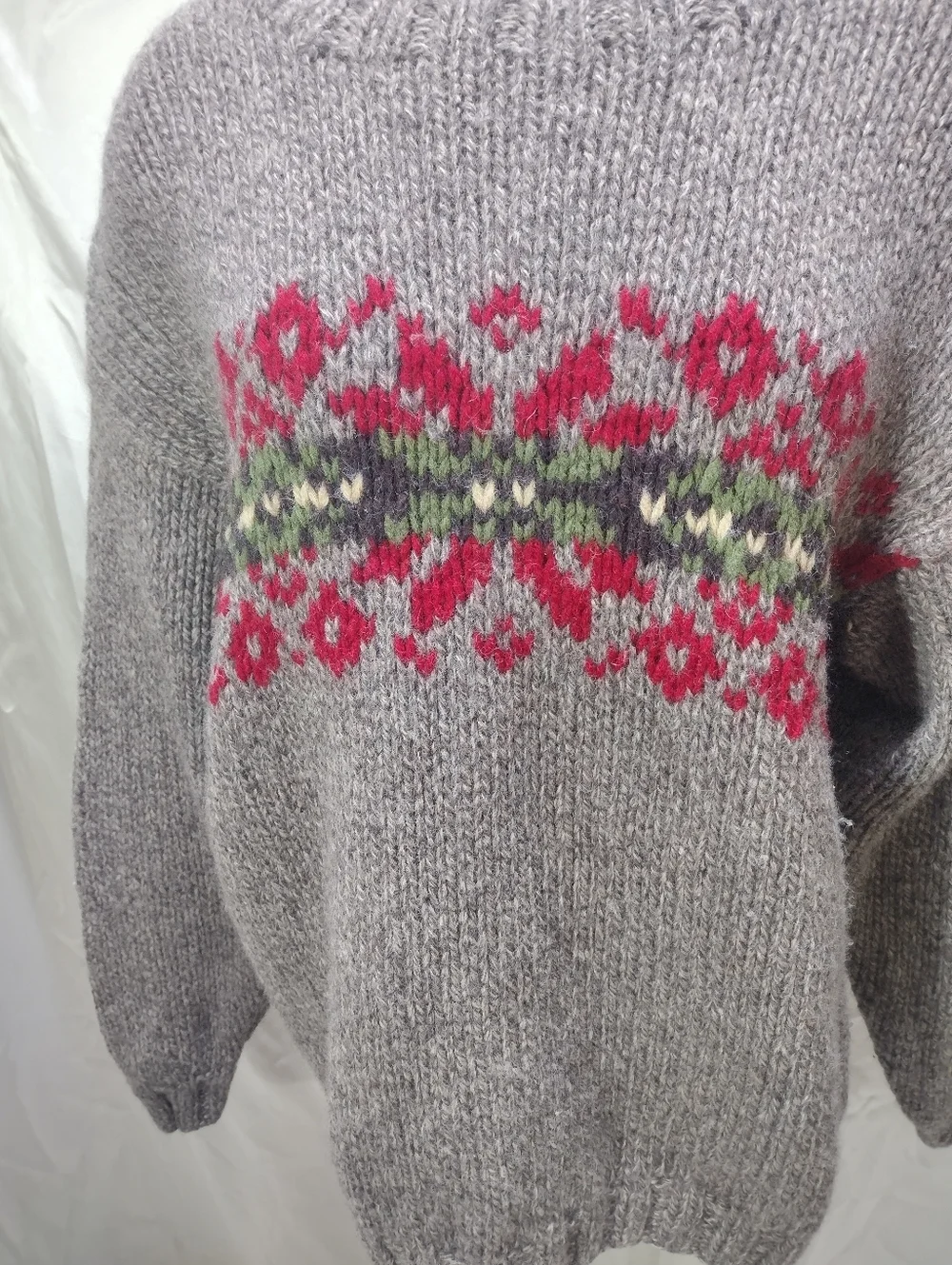 Vintage J Crew Sweater Mens L Brown Wool Fair Isle Oarsman Roll Neck Chunky